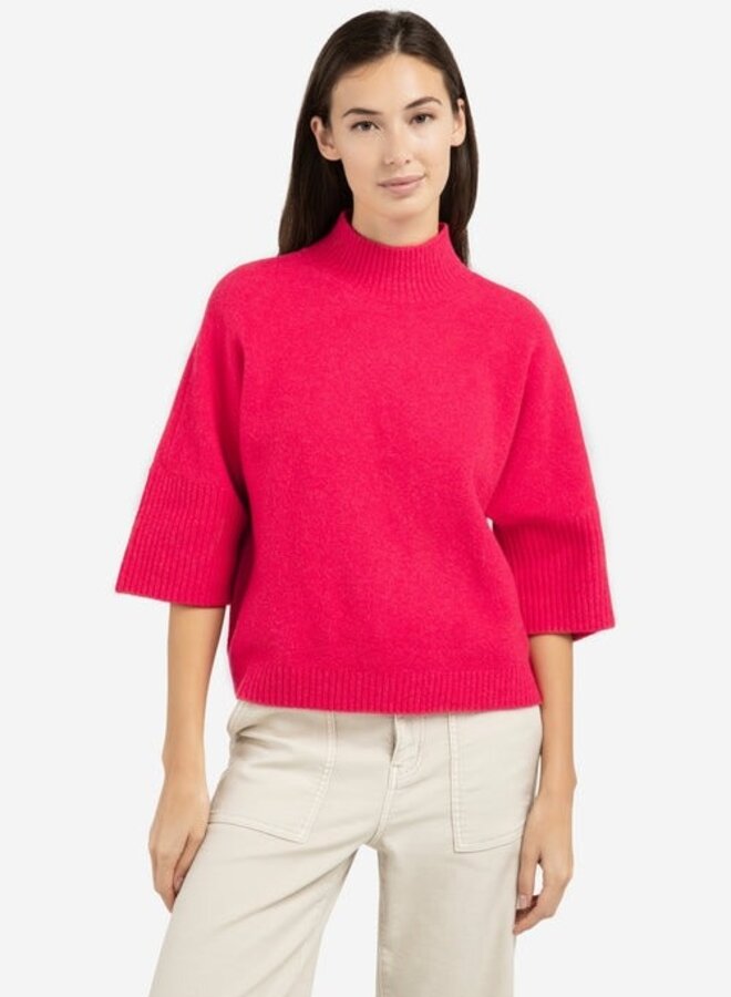 Tricot Yaya à col montant rouge canneberge