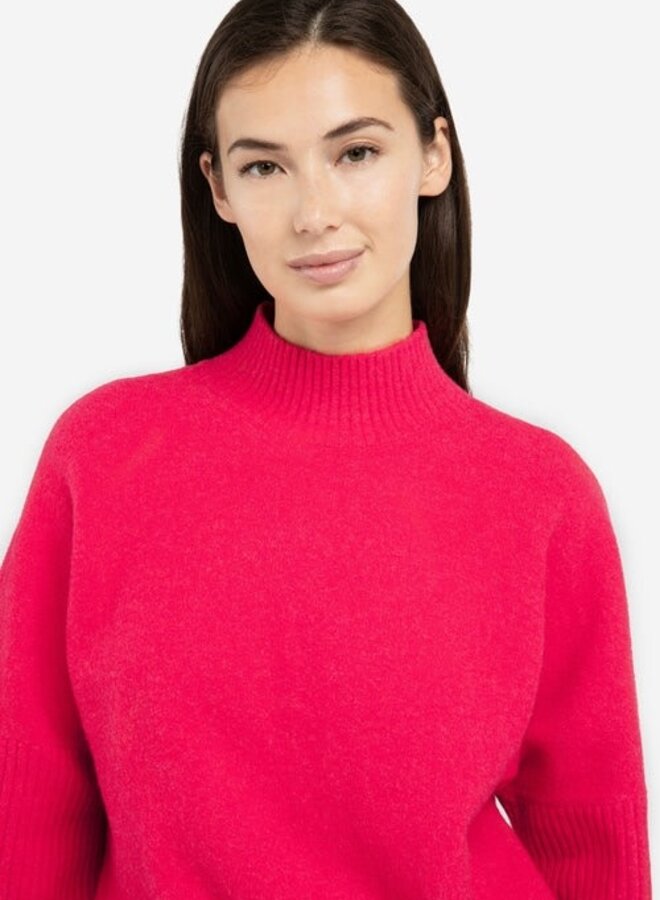 Tricot Yaya à col montant rouge canneberge