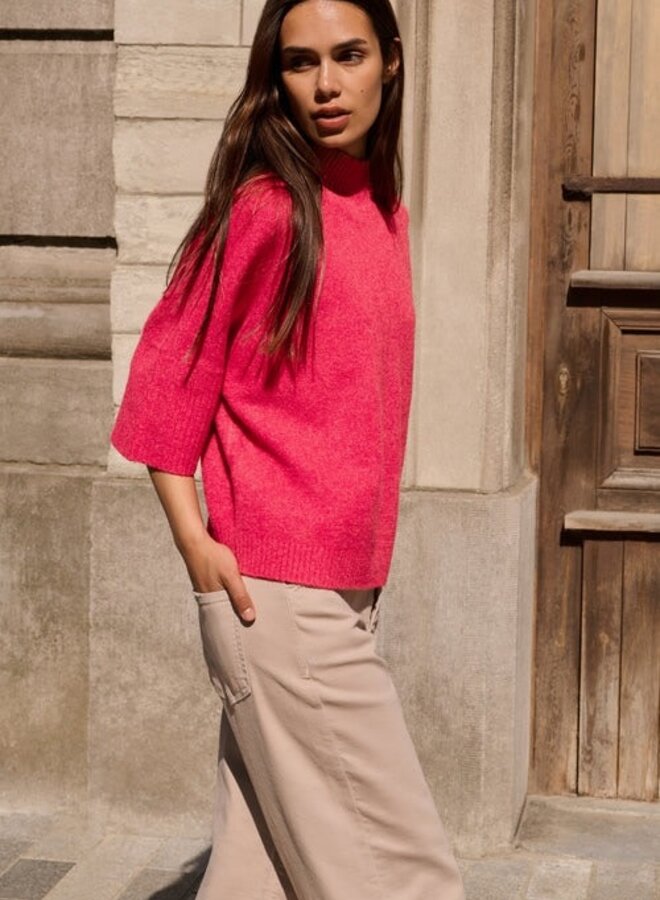 Tricot Yaya à col montant rouge canneberge