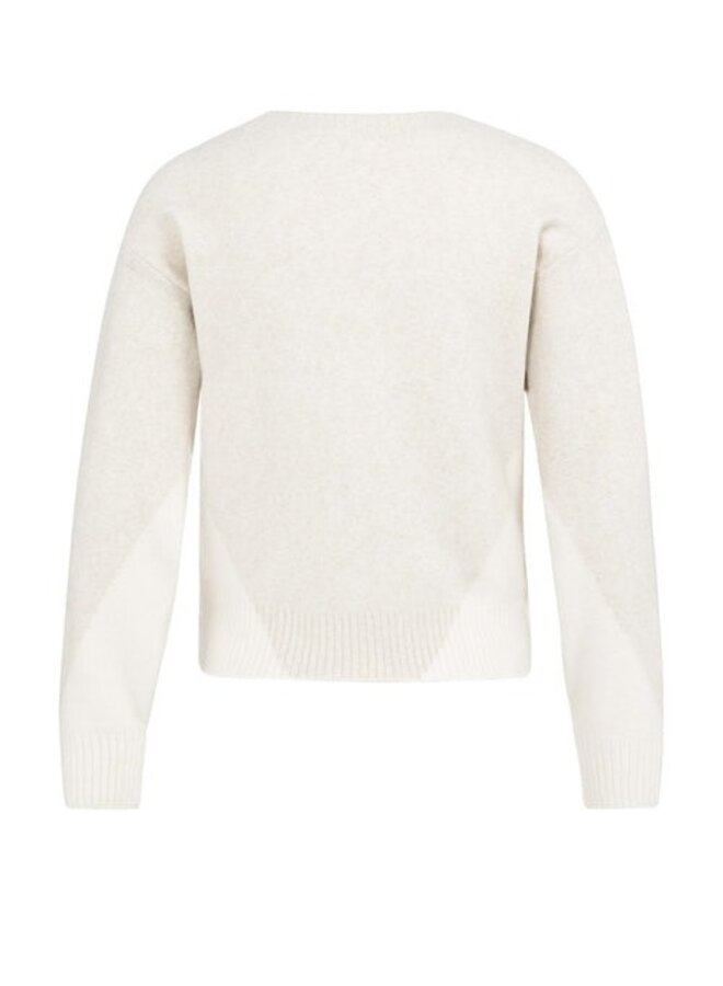 Tricot Yaya à col V beige mélange