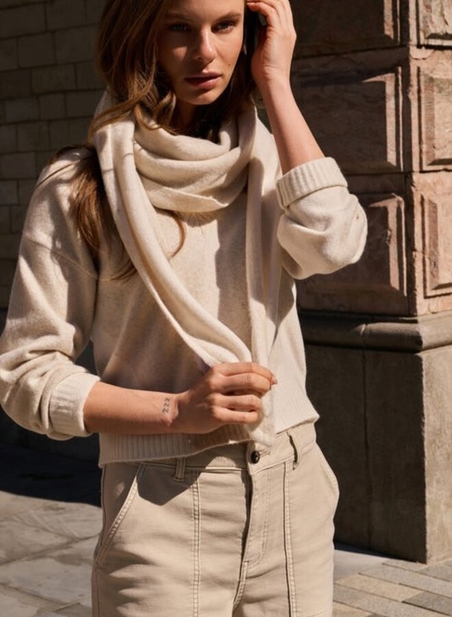 Tricot Yaya à col V beige mélange