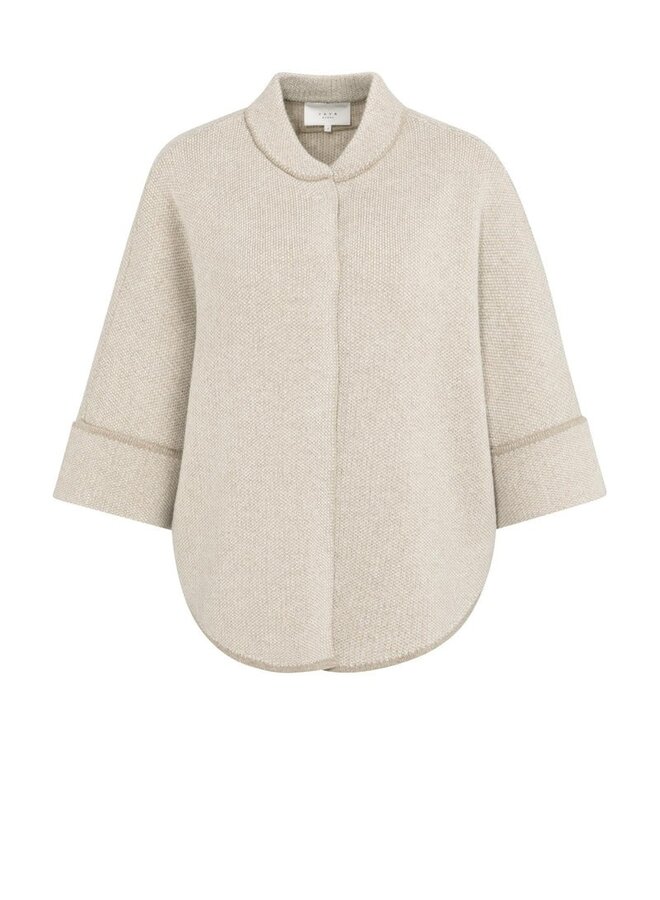 Cardigan Yaya à col baseball & manches 3/4 beige taupe