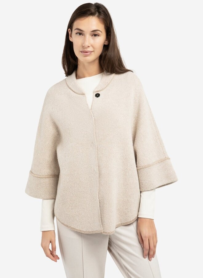 Cardigan Yaya à col baseball & manches 3/4 beige taupe