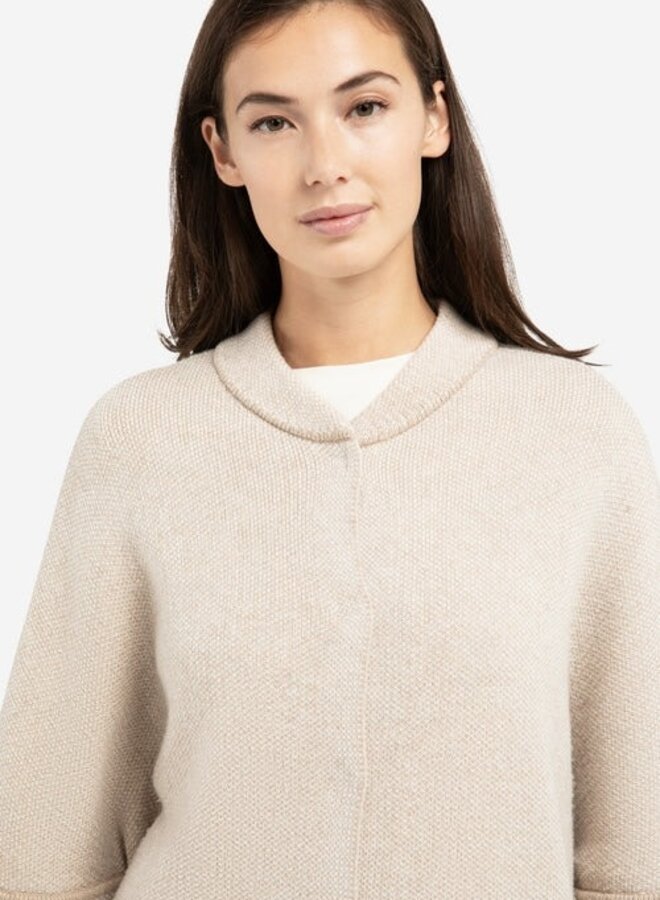 Cardigan Yaya à col baseball & manches 3/4 beige taupe