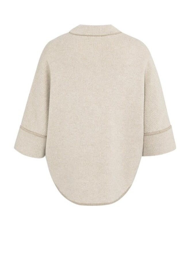 Cardigan Yaya à col baseball & manches 3/4 beige taupe