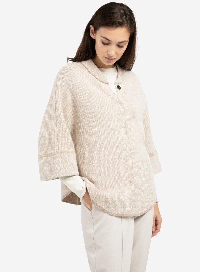 Cardigan Yaya à col baseball & manches 3/4 beige taupe