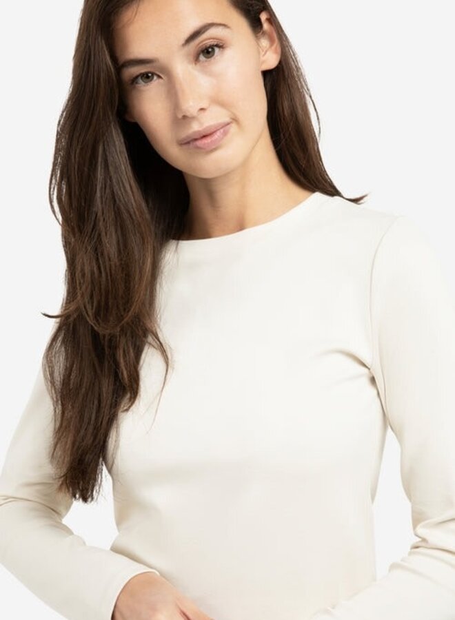 Chandail Yaya à col rond & manches longues beige