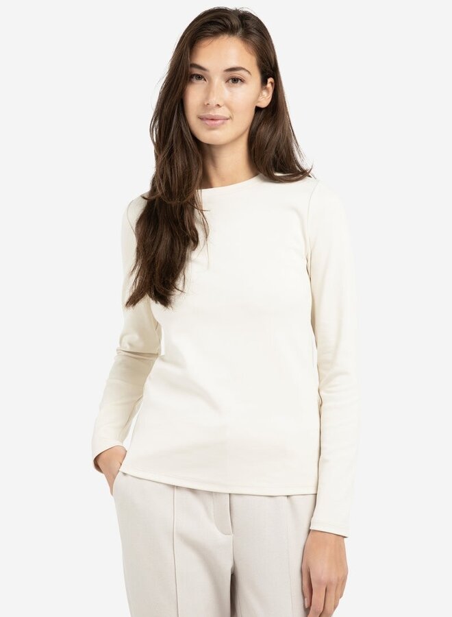 Chandail Yaya à col rond & manches longues beige