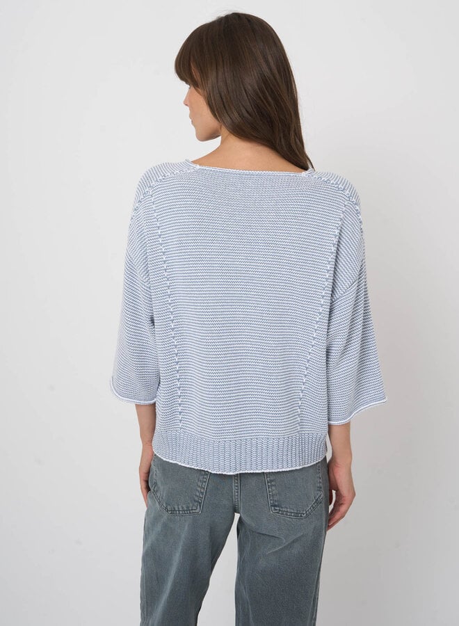 Tricot Repeat rayé bleu denim & blanc