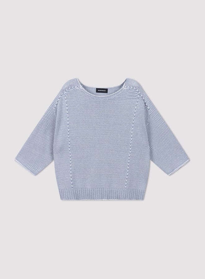 Tricot Repeat rayé bleu denim & blanc