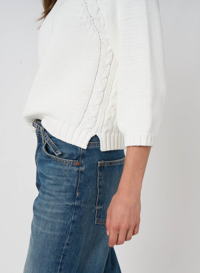 Tricot Repeat câblé blanc