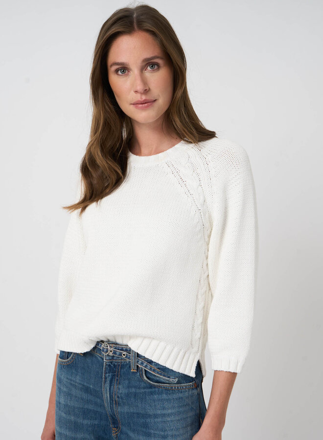 Tricot Repeat câblé blanc