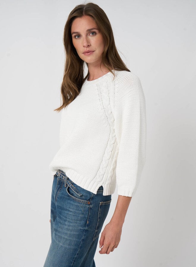 Tricot Repeat câblé blanc