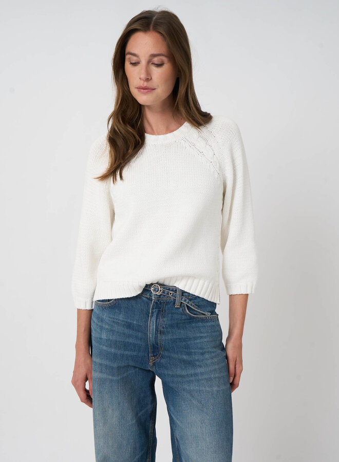 Tricot Repeat câblé blanc