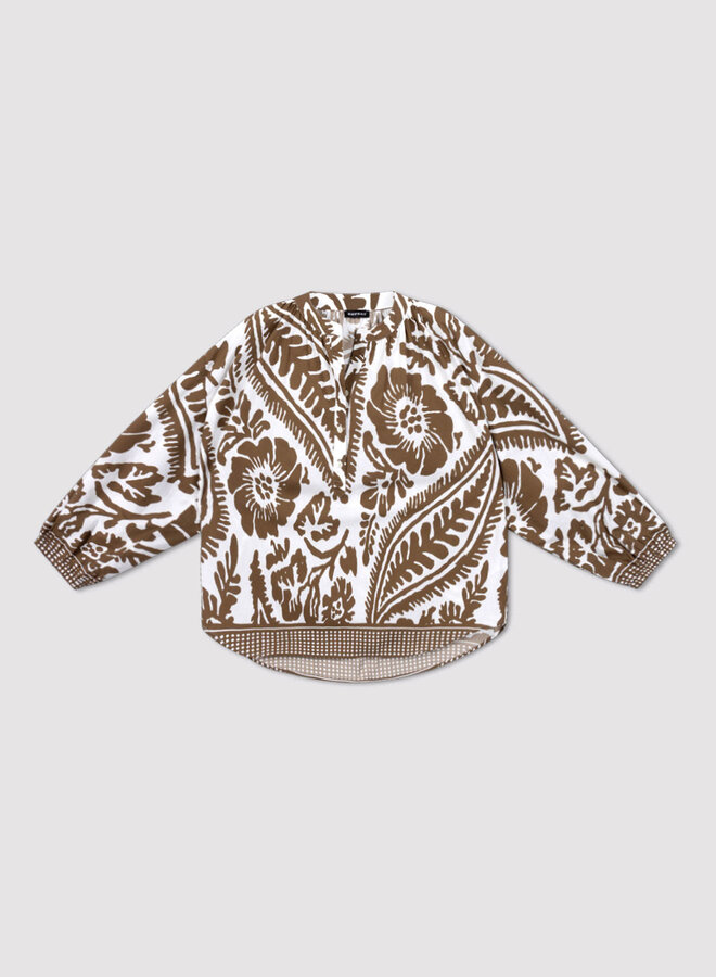 Blouse Repeat ample fleurie brune & blanche