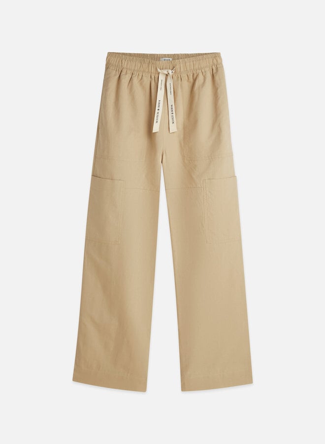 Pantalon cargo Scotch & Soda à taille élastique beige travertin