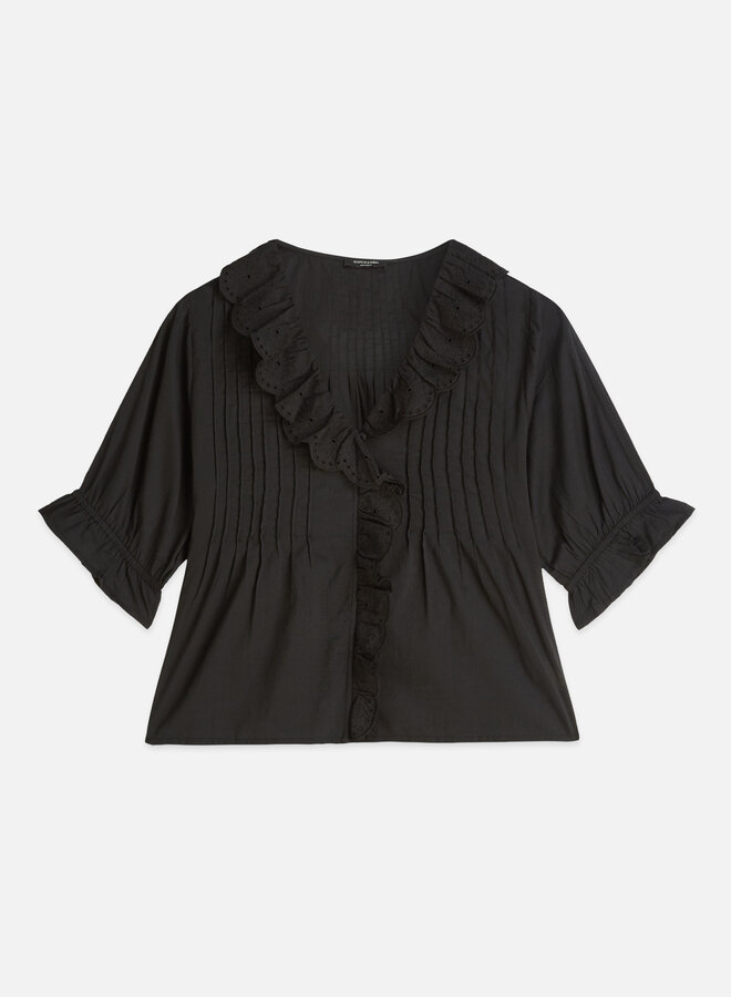 Blouse Scotch & Soda à frisons noire