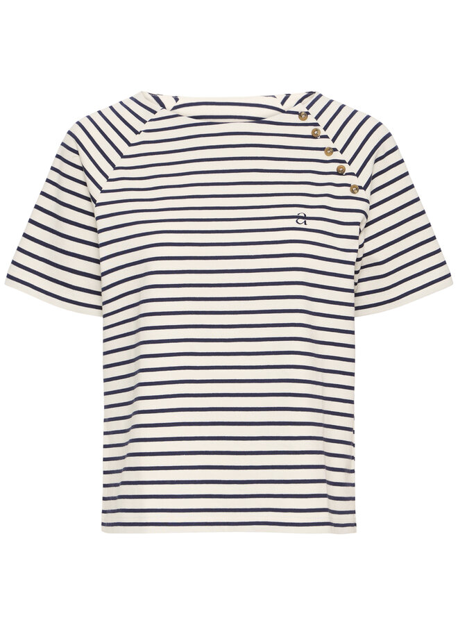 Chandail Atelier Rêve Martine écru rayé bleu marine