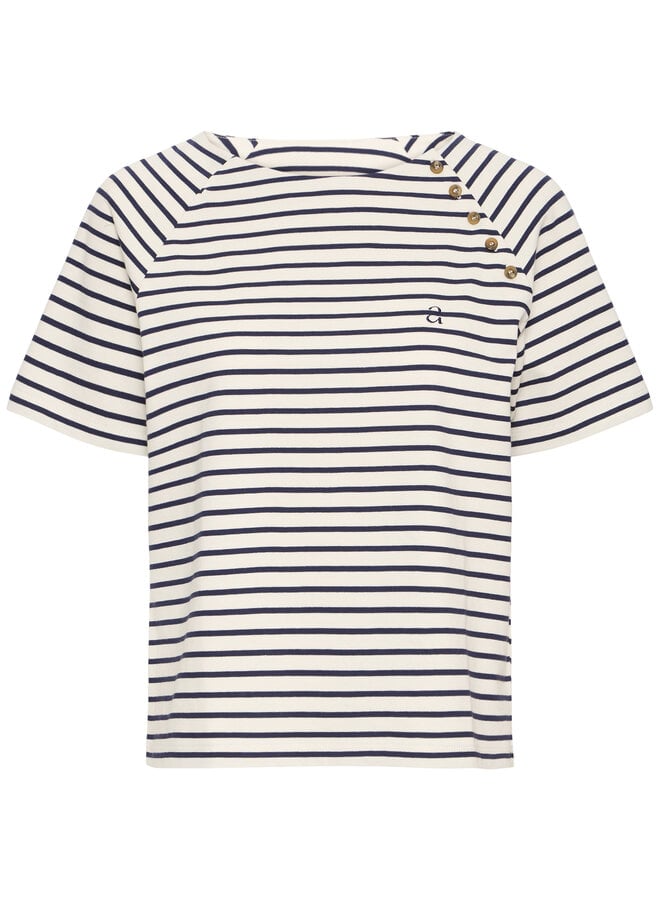 Chandail Atelier Rêve Martine écru rayé bleu marine