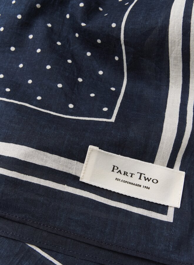 Foulard carré Part Two Phi bleu marine à pois écrus