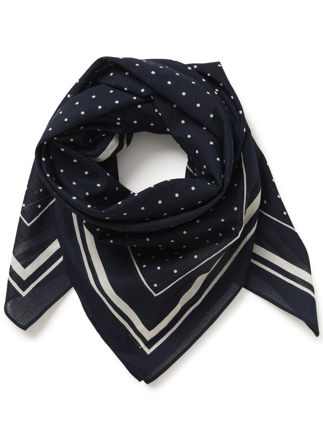Foulard carré Part Two Phi bleu marine à pois écrus