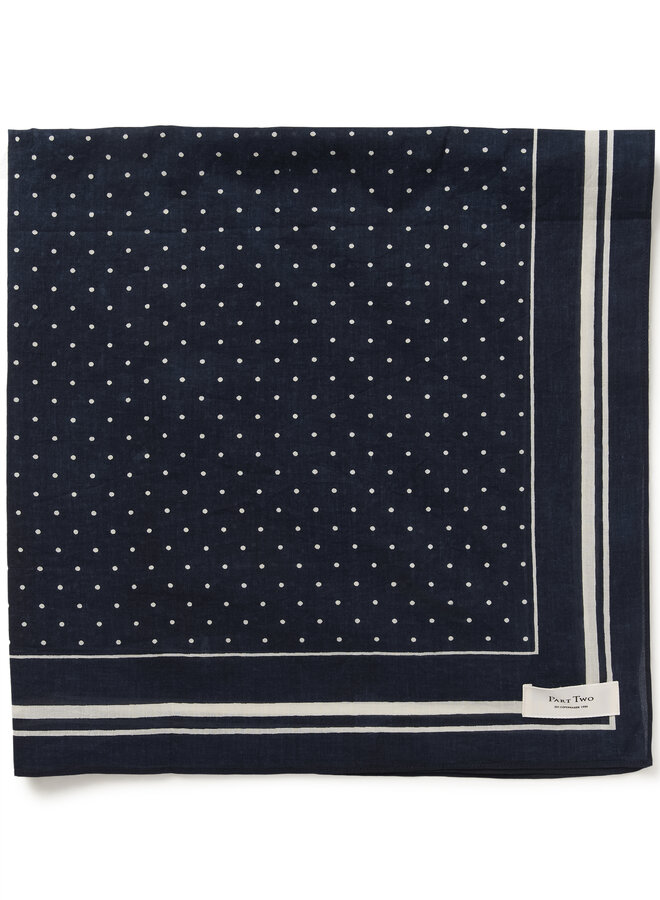 Foulard carré Part Two Phi bleu marine à pois écrus