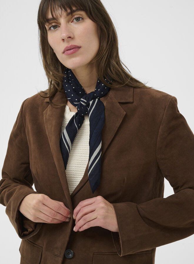 Foulard carré Part Two Phi bleu marine à pois écrus