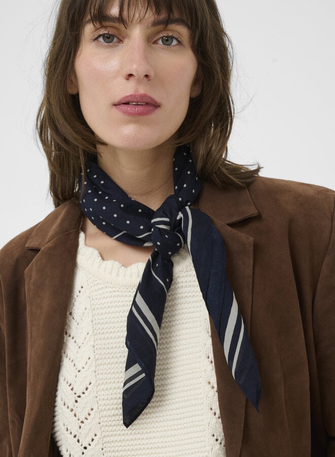 Foulard carré Part Two Phi bleu marine à pois écrus