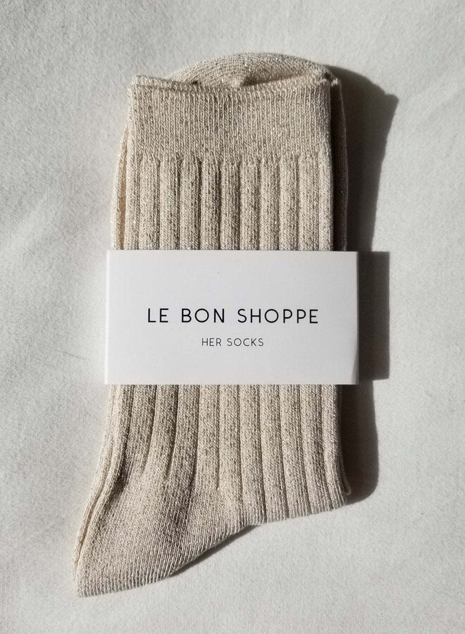 Bas Le Bon Shoppe Her Socks écrus en lurex