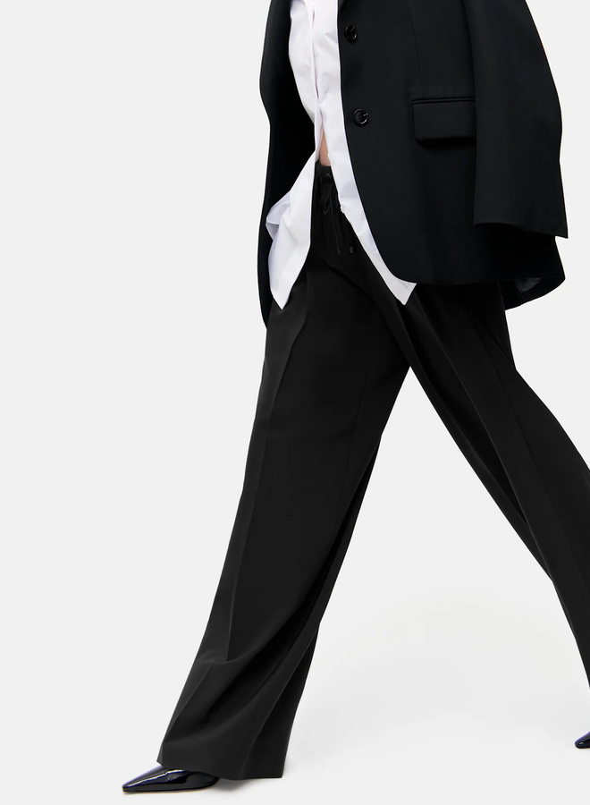 Pantalon Cambio Addison à taille ajustable avec cordon & jambes larges noir