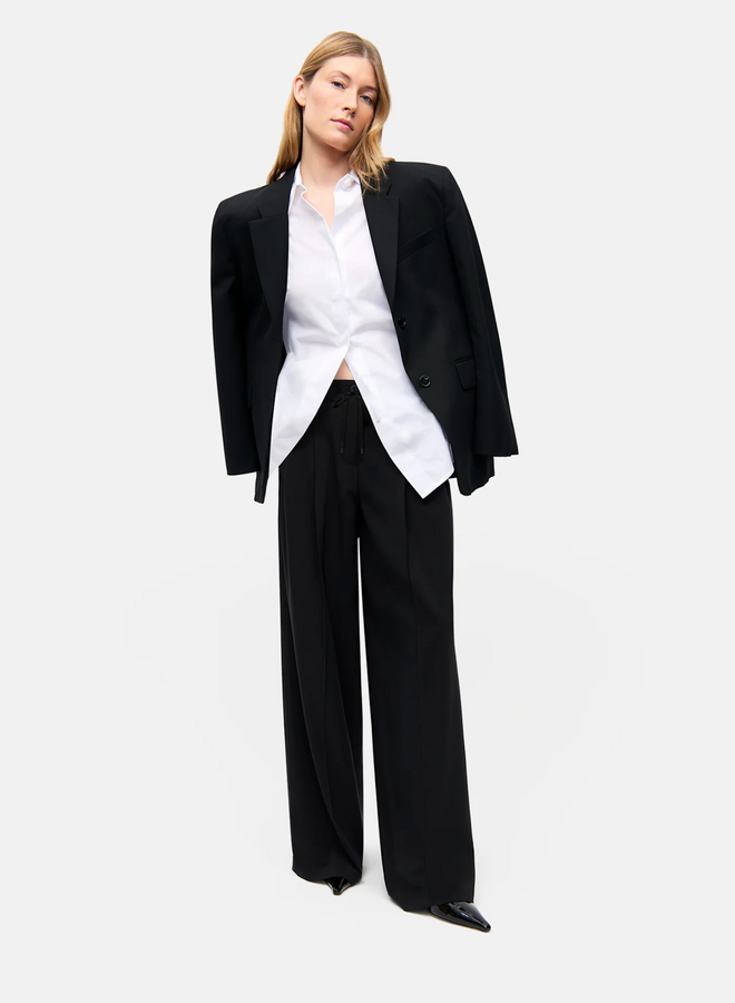 Pantalon Cambio Addison à taille ajustable avec cordon & jambes larges noir