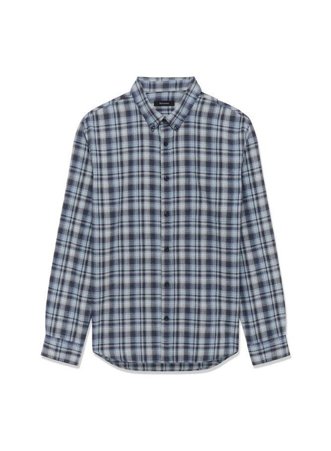 Chemise Matinique Trostol en flanelle à carreaux gris & bleu