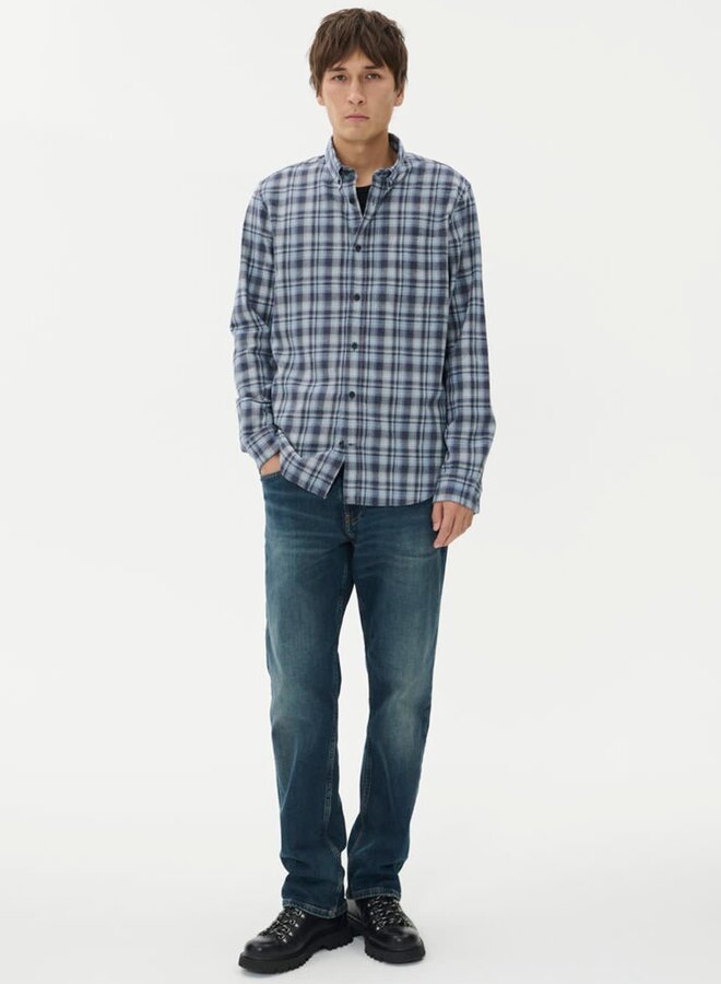 Chemise Matinique Trostol en flanelle à carreaux gris & bleu