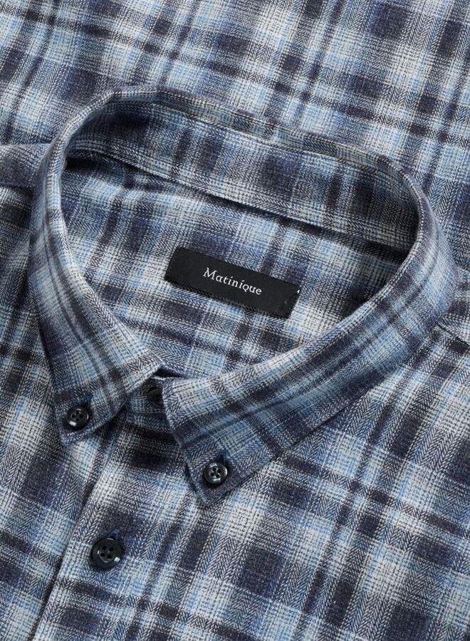 Chemise Matinique Trostol en flanelle à carreaux gris & bleu