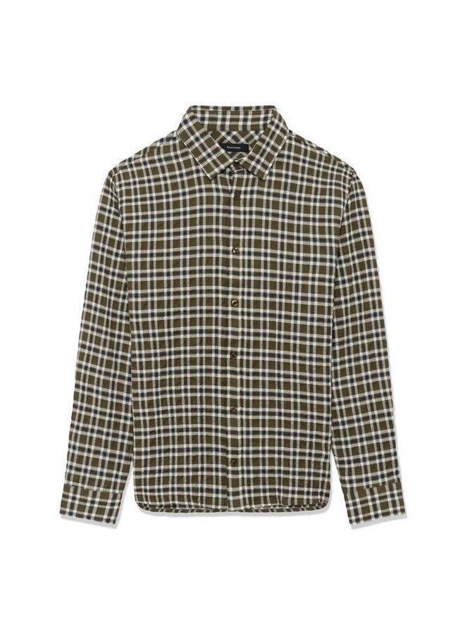 Chemise Matinique Christaldo à carreaux olive crème et noir