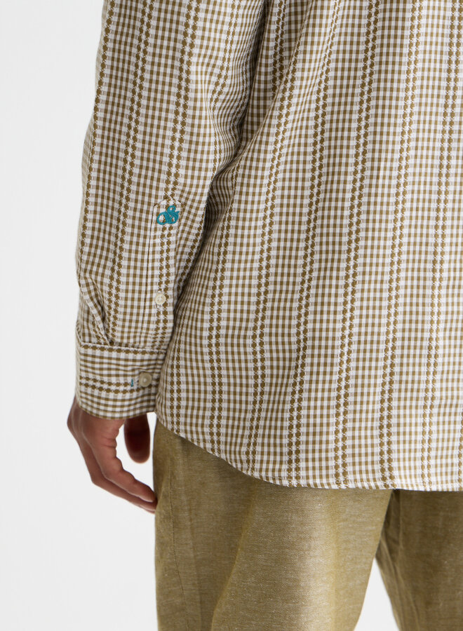 Chemise Scotch & Soda à petits carreaux tissés vert mousse