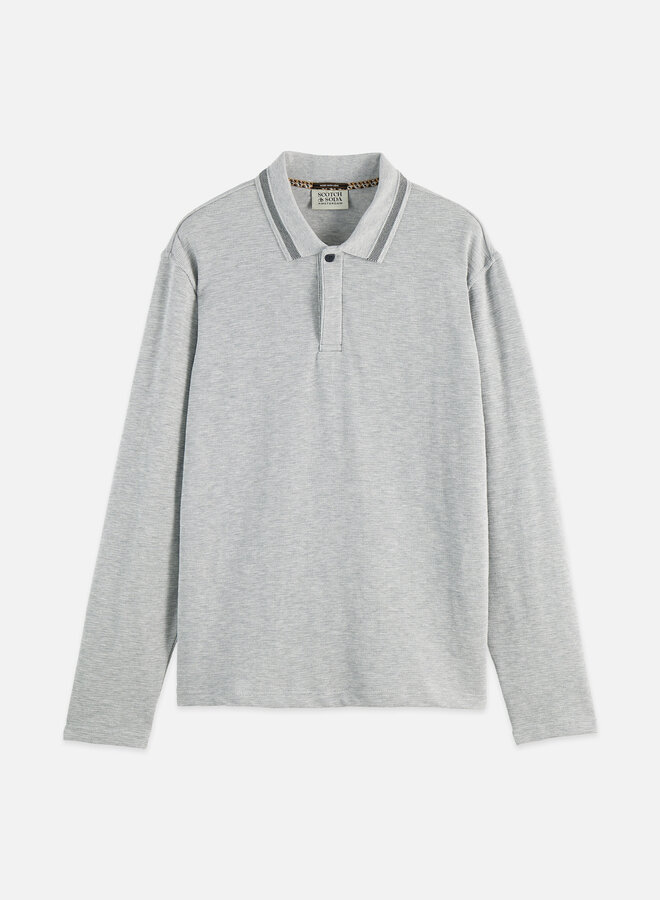 Polo Scotch & Soda à manches longues gris mélange
