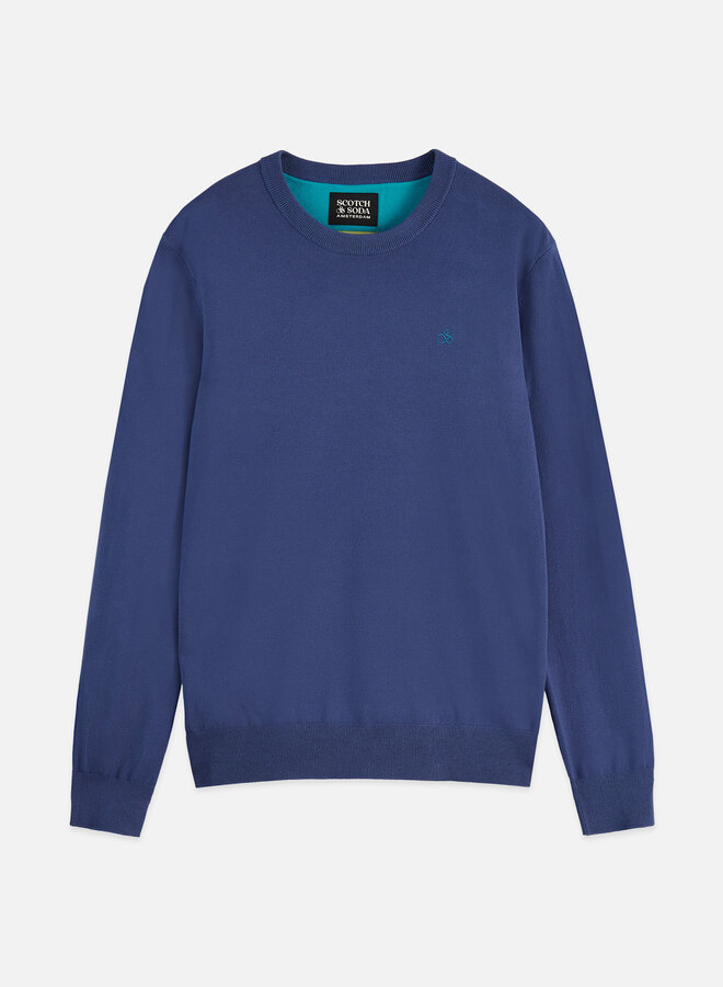 Tricot Scotch & Soda à col rond en viscose bleu océan