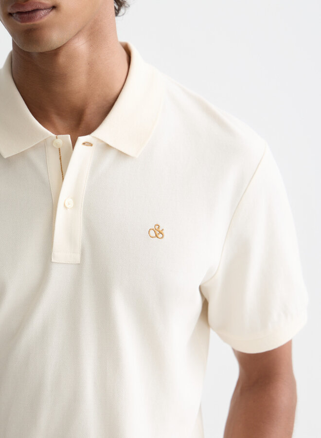 Polo Scotch & Soda écru avec logo beige camel