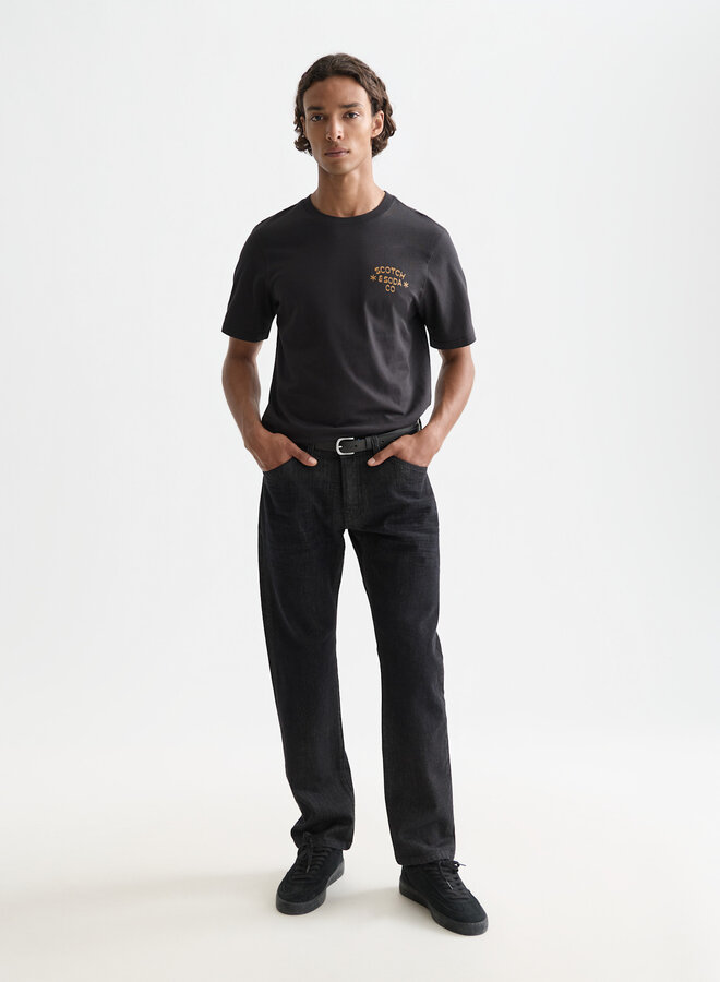 T-shirt Scotch & Soda gris charcoal à logo beige camel orangé