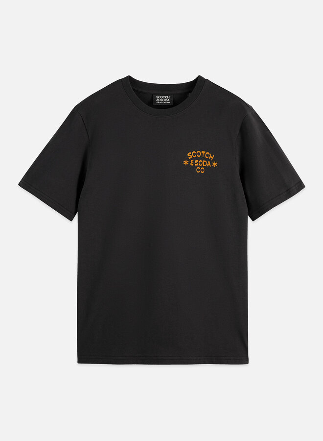 T-shirt Scotch & Soda gris charcoal à logo beige camel orangé