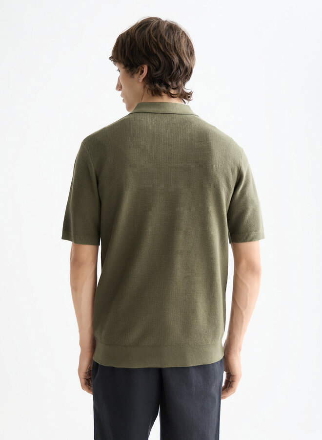 Polo Scotch & Soda en tricot vert olive