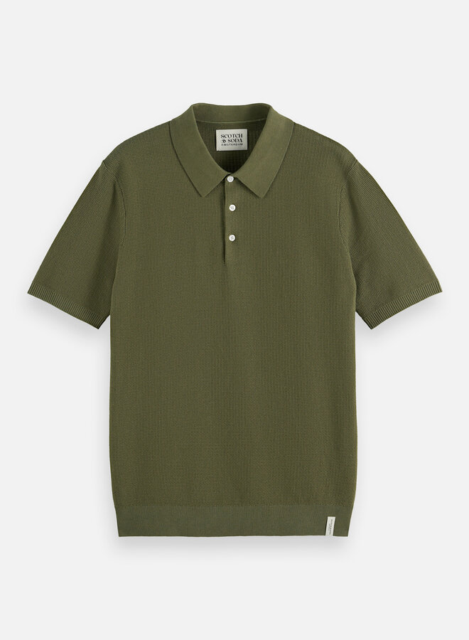 Polo Scotch & Soda en tricot vert olive