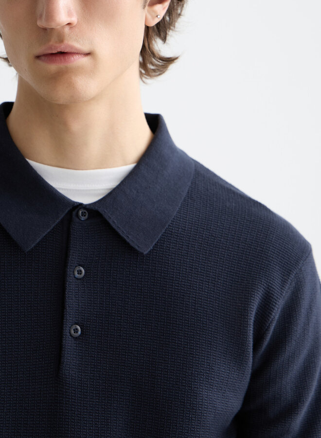 Polo Scotch & Soda en tricot bleu marine