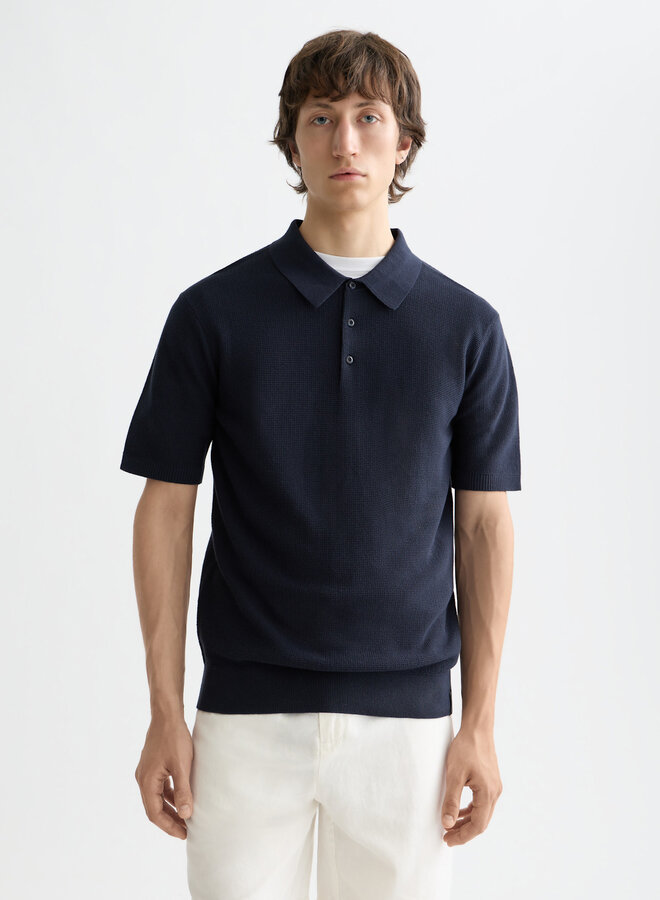 Polo Scotch & Soda en tricot bleu marine