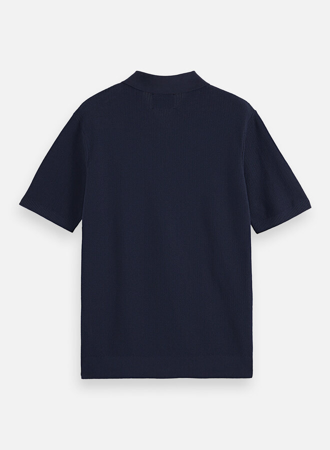 Polo Scotch & Soda en tricot bleu marine