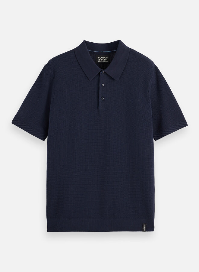 Polo Scotch & Soda en tricot bleu marine