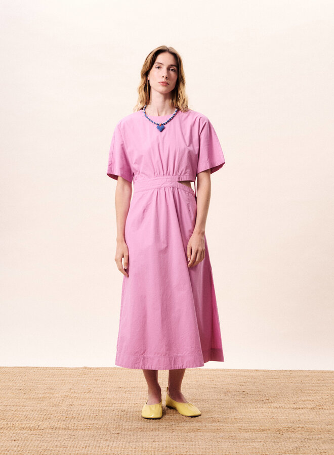 Robe longue Frnch Paris Mavera à manches courtes rose violine