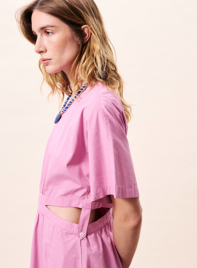 Robe longue Frnch Paris Mavera à manches courtes rose violine