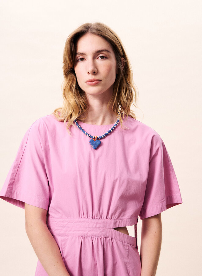 Robe longue Frnch Paris Mavera à manches courtes rose violine